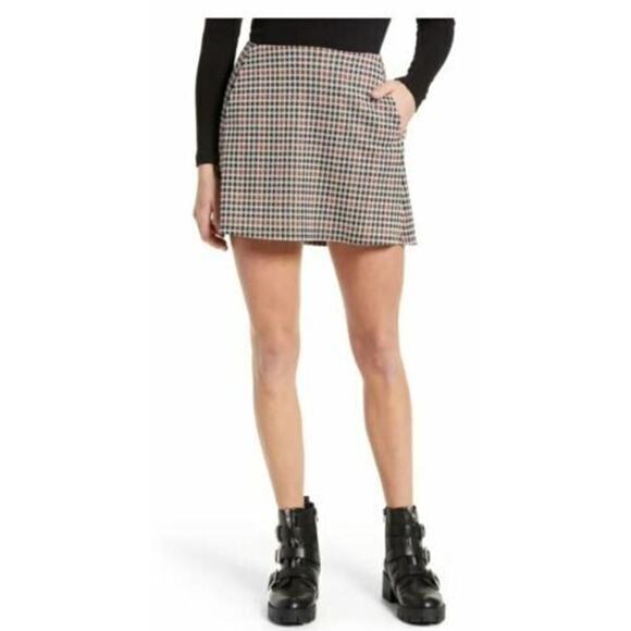 LA LA Land Creative Co Women's Plaid Miniskirt Black/Rust XSmall MSRP $39 - Picture 1 of 7